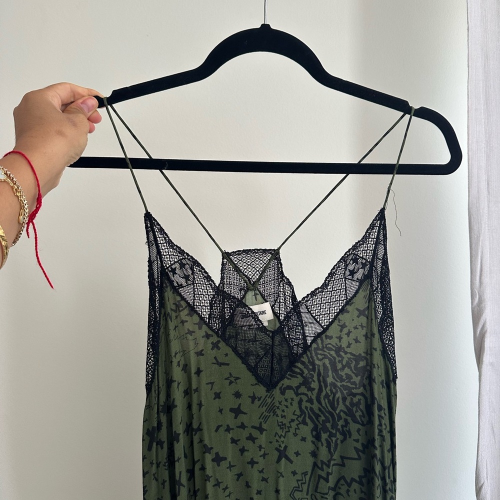 Zadig & Voltaire Olive Dress with Black Lace